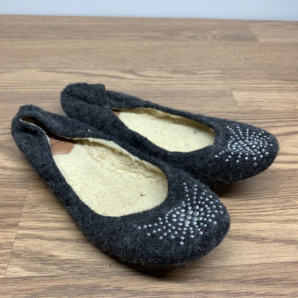 Lucky Brand Everett Flat Slipper Faux Sherpa Gray Heather Knit Size 7.5